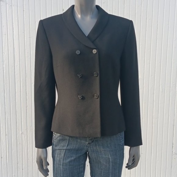 KASPER  A.S.L.  PETITE LADIES DOUBLE-BREASTED BLACK BLAZER/JACKET (TAIWAN) - Picture 1 of 17